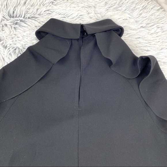 Topshop Black Ruffle Cold Shoulder Blouse EUC - Picture 6 of 12
